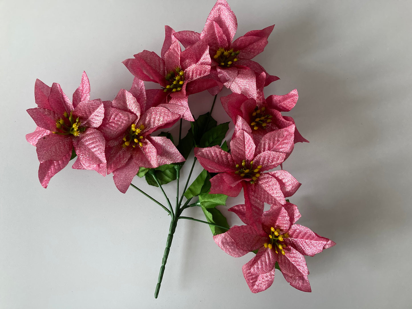 Pink Metallic Poinsettia Bunch