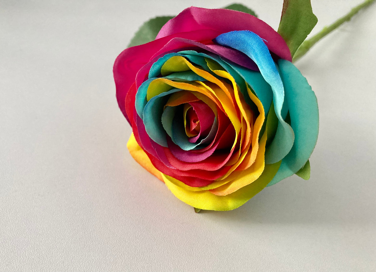 50cm Rainbow Rosebud Single Stem