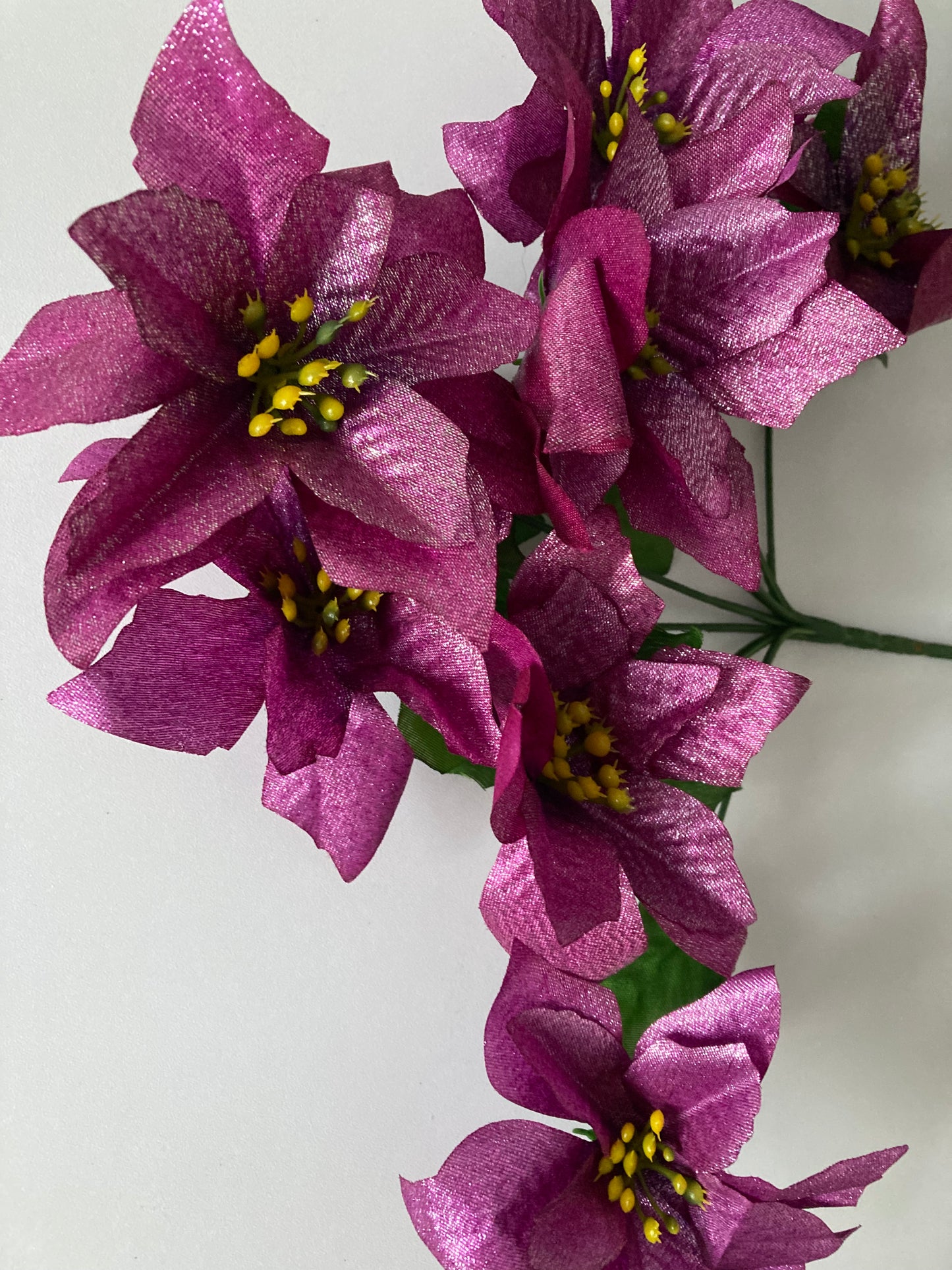 Purple Metallic Poinsettia Bunch