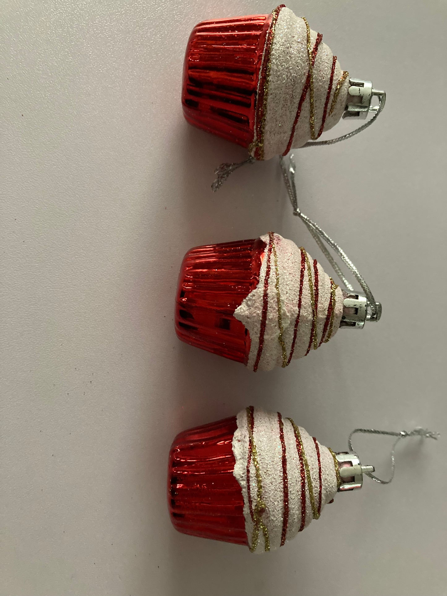 3 Red Cupcake Tree Decor