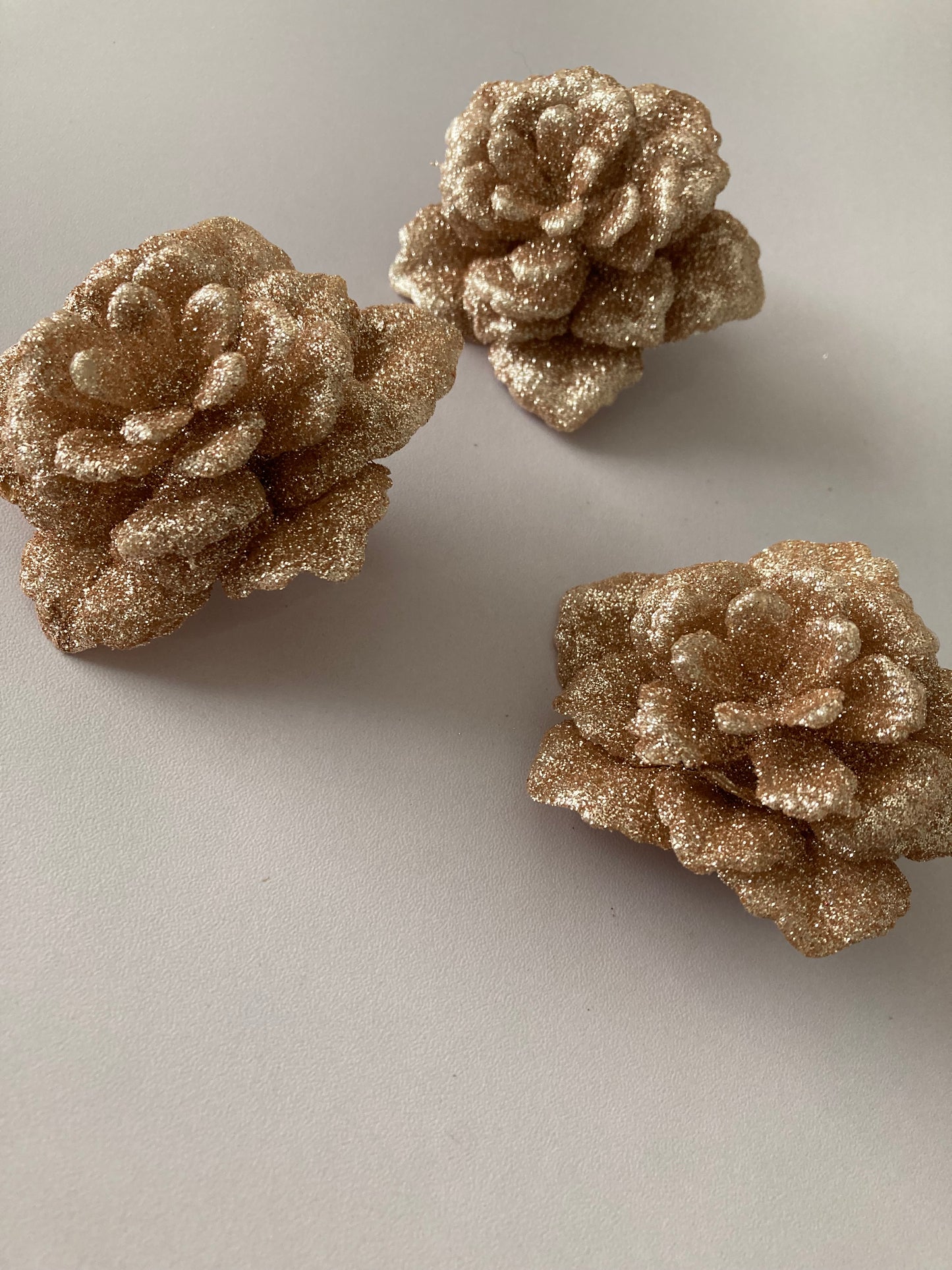 3pk Rose Gold Rose Clips