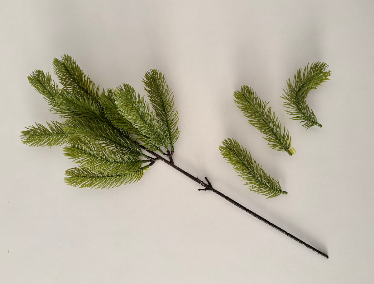 Light Green Spruce Stem | Artificial Faux Foliage | 13 Piece Detachable Stem