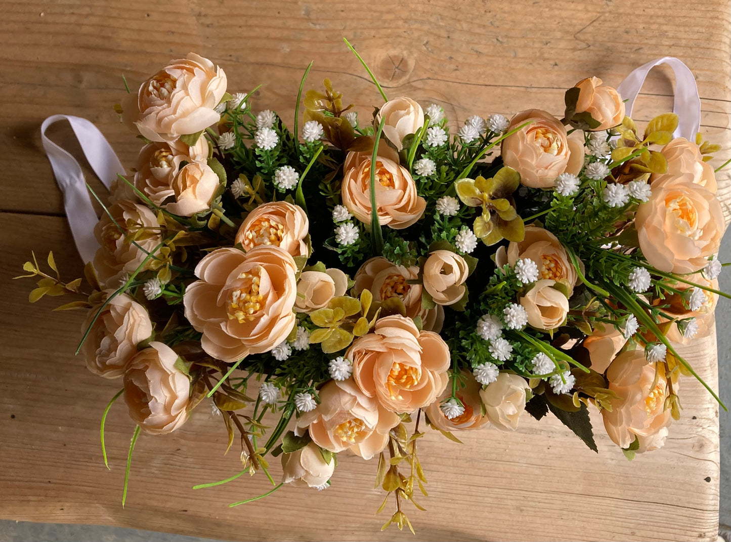 Peach Peony & Gyp Floral Gift Basket