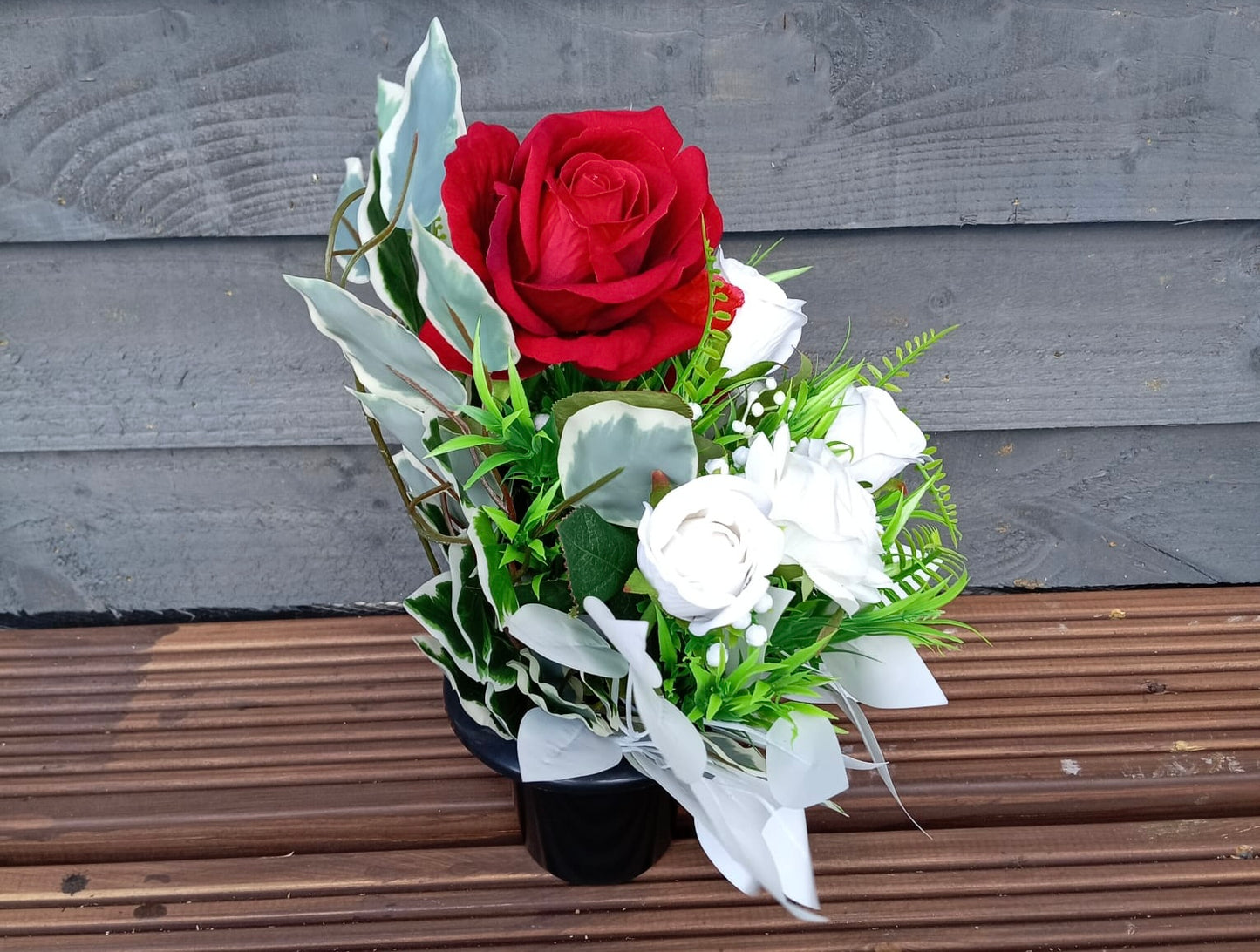 Red & White Rose Pot