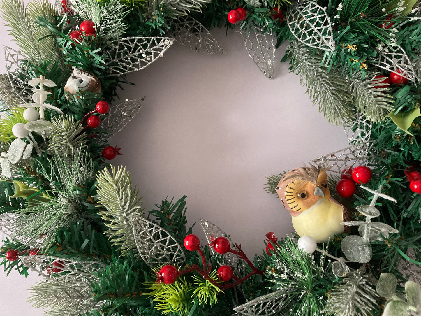 45cm Owl Winter Woodland Wreath