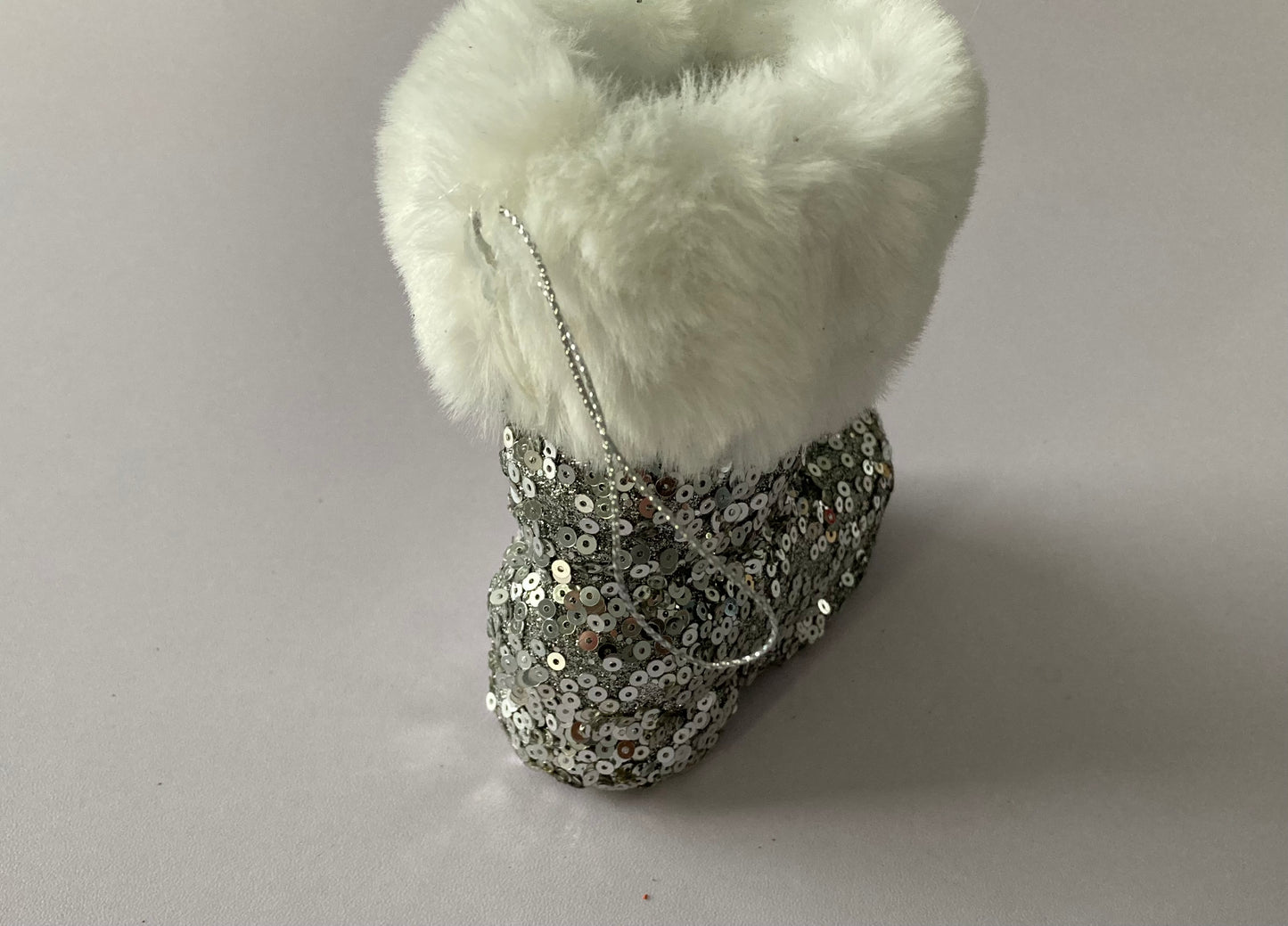 Silver & White Santa Boot Bauble