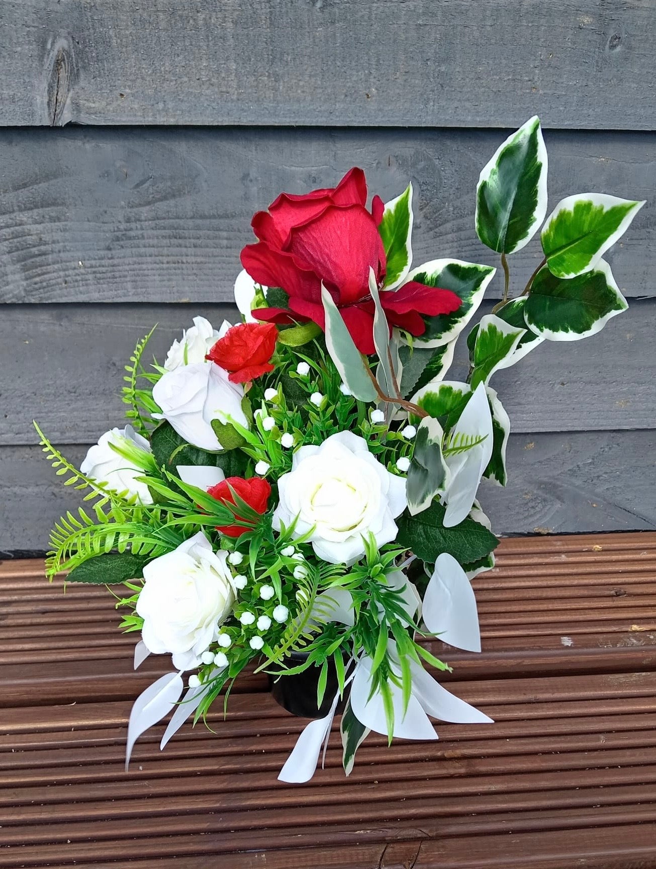 Red & White Rose Pot
