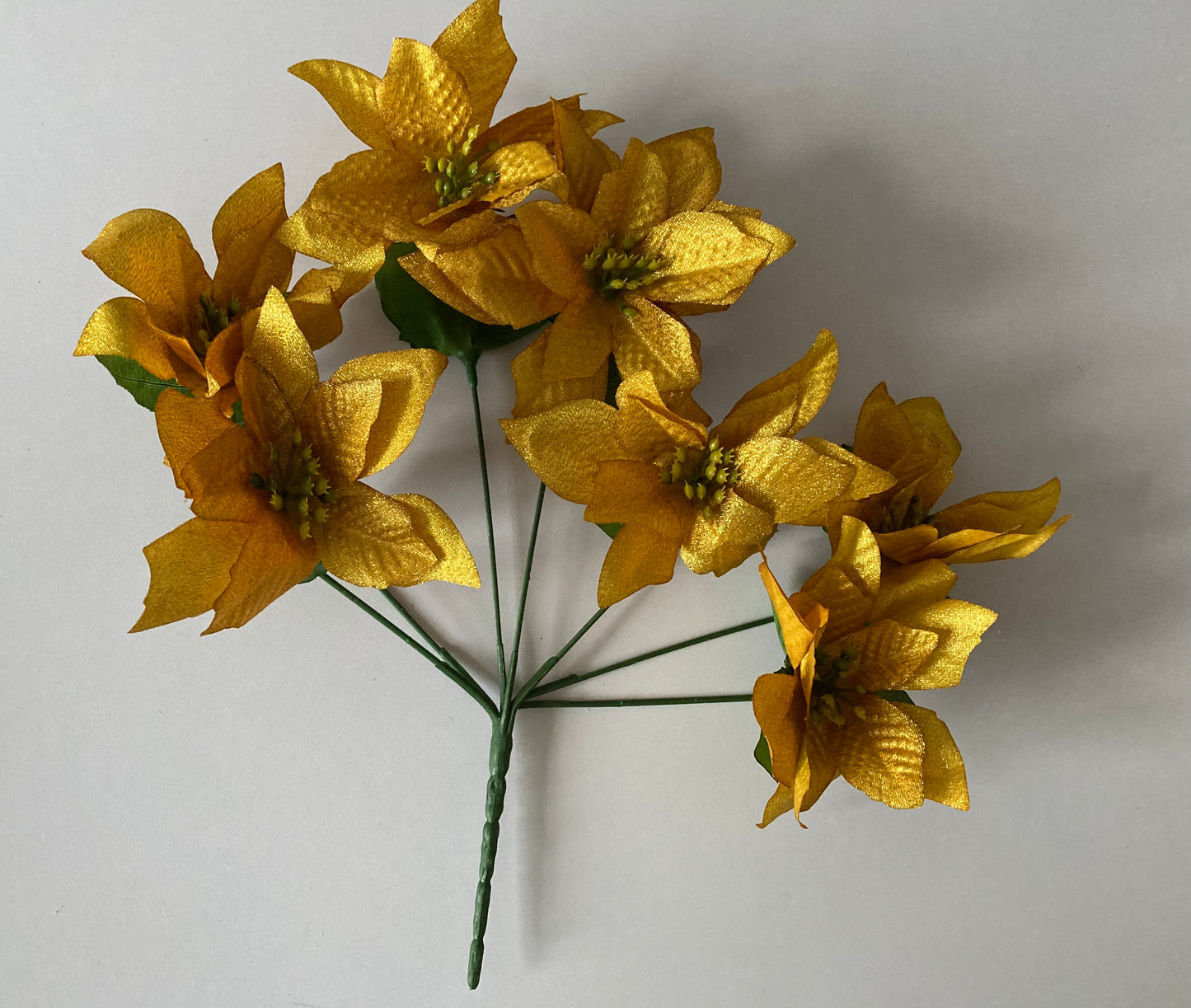 Gold Metallic Poinsettia Bunch