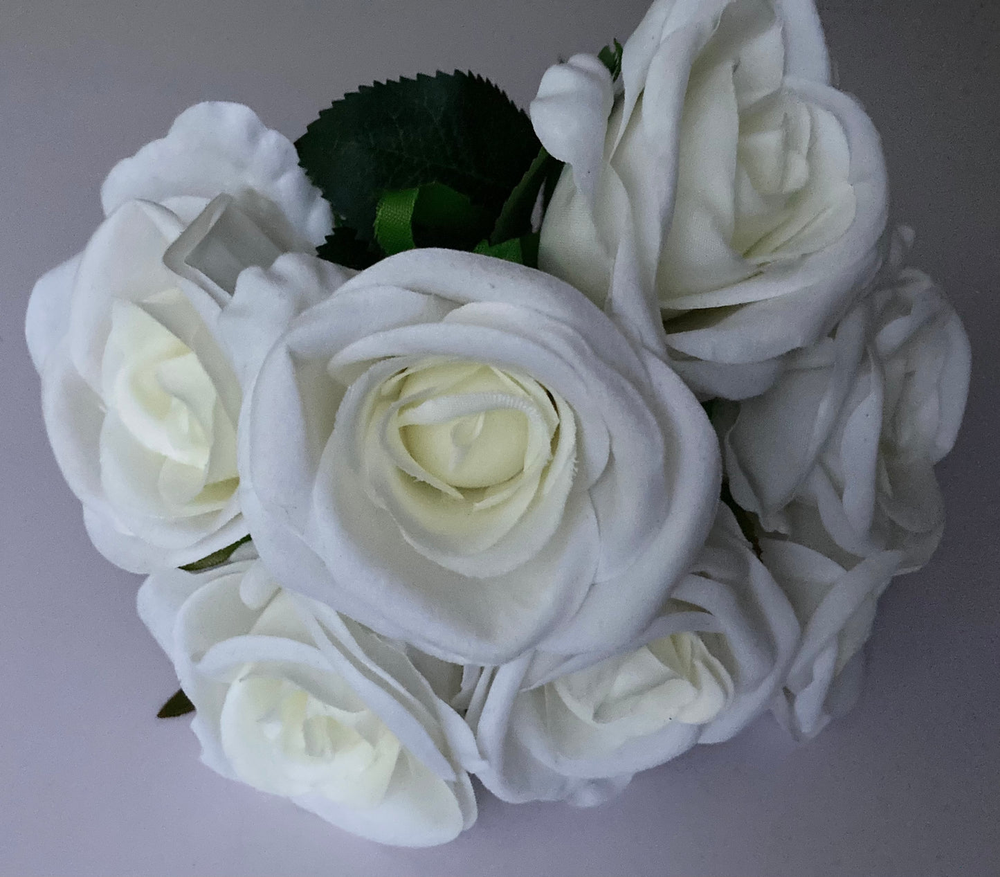 Two Toned Velvet White Rose Bunch