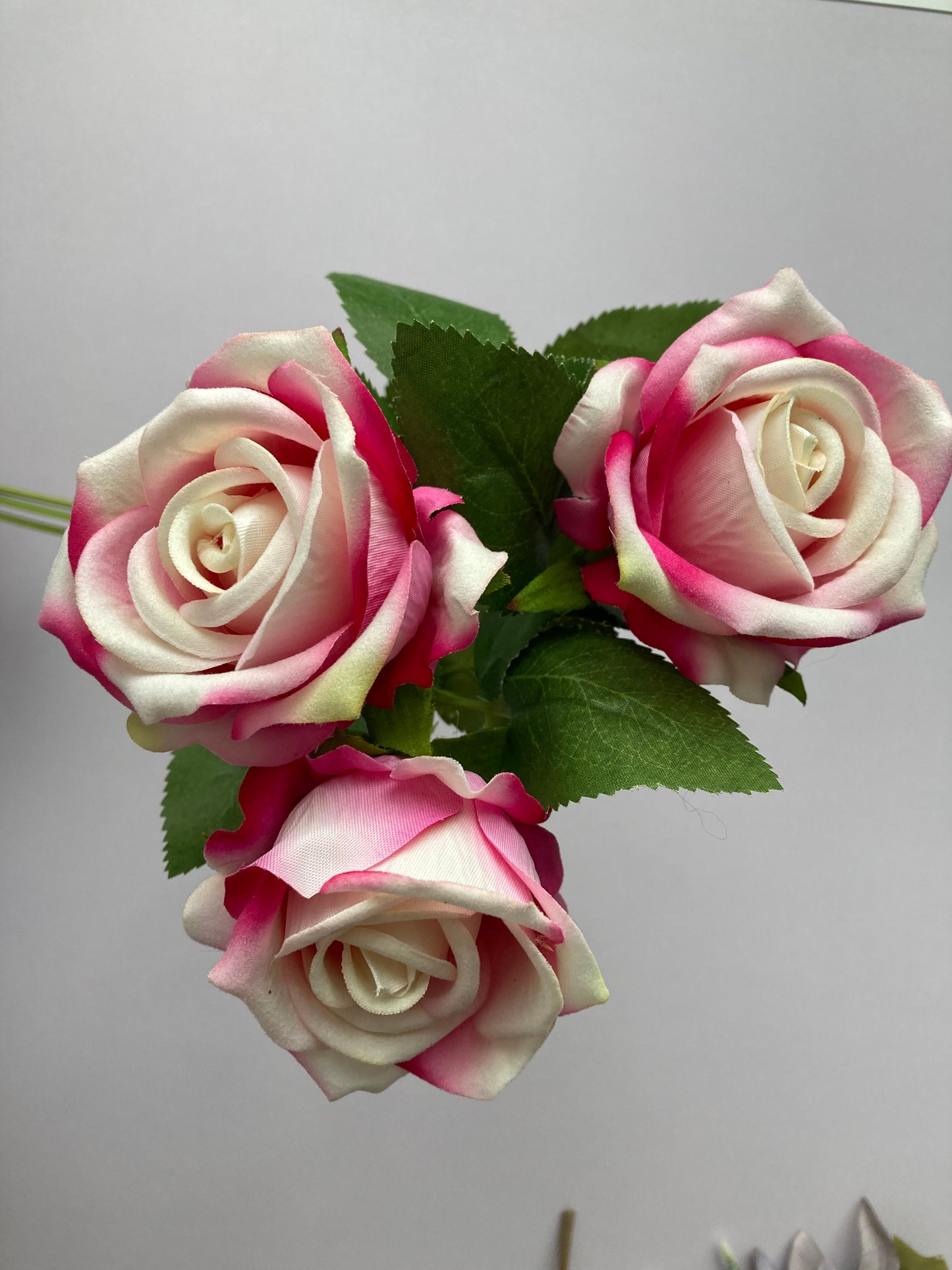 Pink & White Velvet Touch Rose Stem