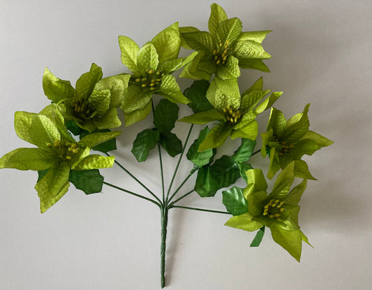 Green Metallic Poinsettia Bunch