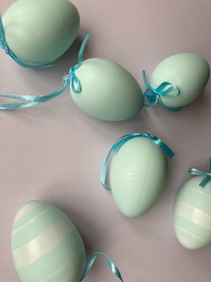 6pk Blue Egg Hanging Decor