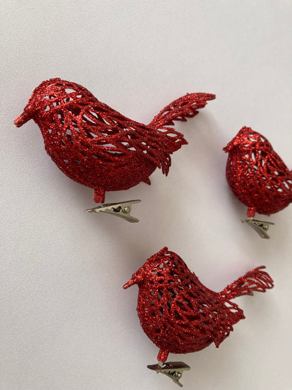 3pk Red Robin Decoration