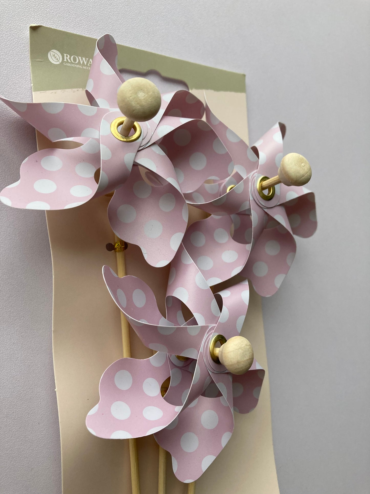 3pk Pink Polka Dot Windmill Picks