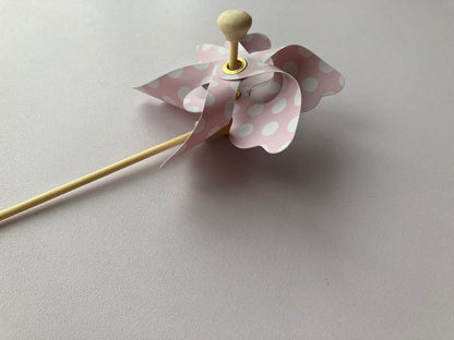 3pk Pink Polka Dot Windmill Picks