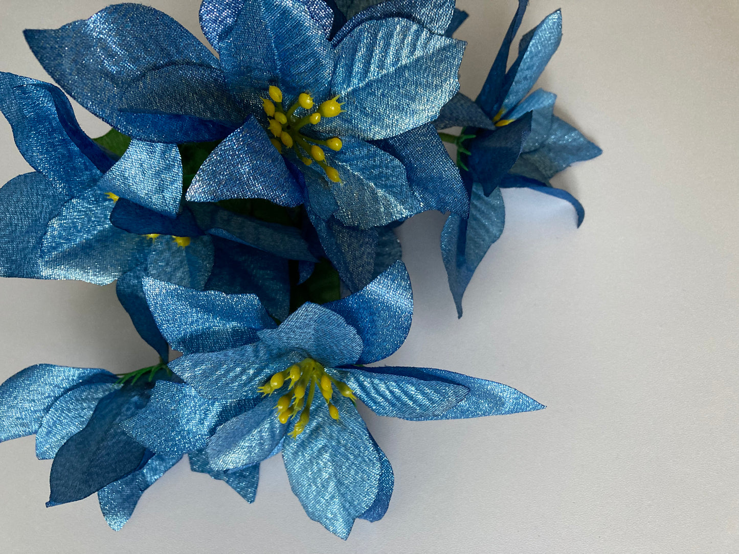 Blue Metallic Poinsettia Bunch