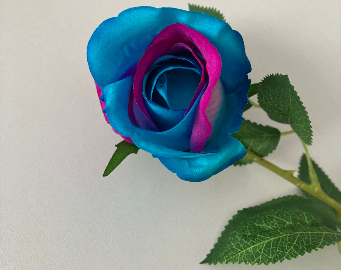 55cm Velvet Blue & Pink Rosebud