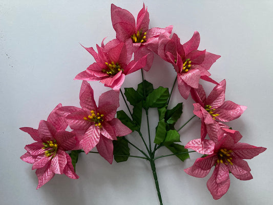 Pink Metallic Poinsettia Bunch