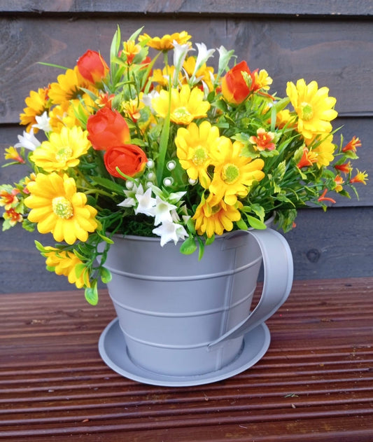 Spring Grey Teacup Plant Pot