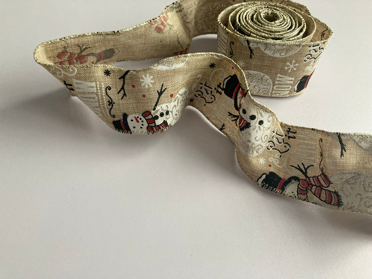 2yrds Snowman Let It Snow Wired Edge Ribbon