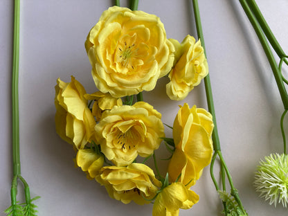 Yellow Camellia & Succulent Bouquet
