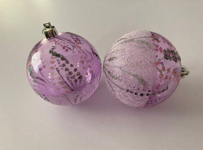 6pck Pink & Purple Christmas Baubles