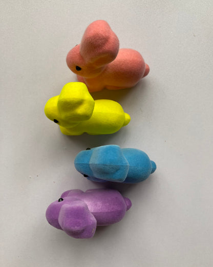 4pk Mixed Flocked Mini Bunnies