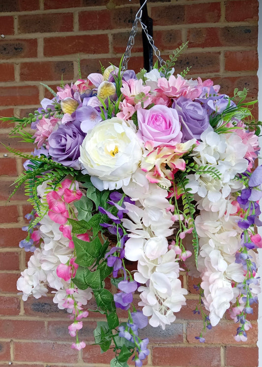 Deluxe Mixed Artificial Floral Hanging Basket