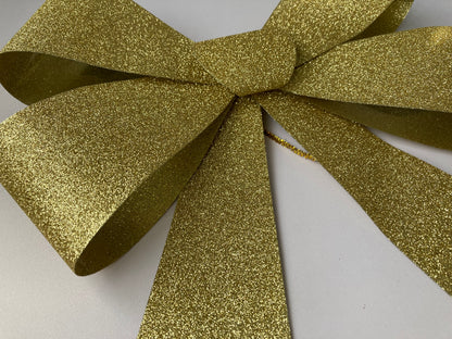 40cm Gold Glittered Decor Bow