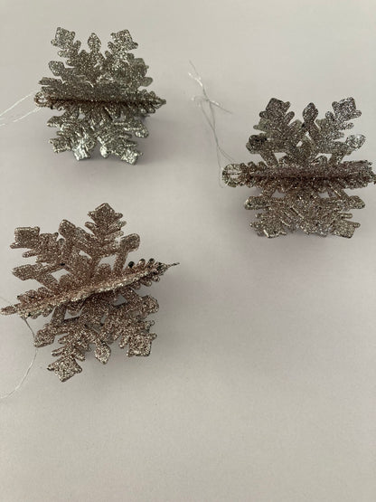3pk Rose Gold Snowflake Baubles