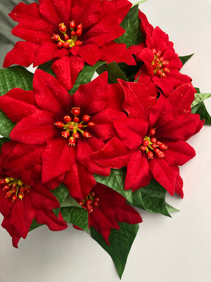 6 Red Poinsettia Soft Touch Bunch
