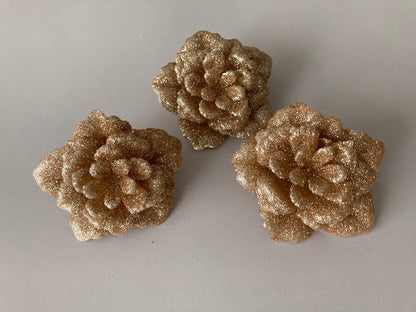 3pk Rose Gold Rose Clips