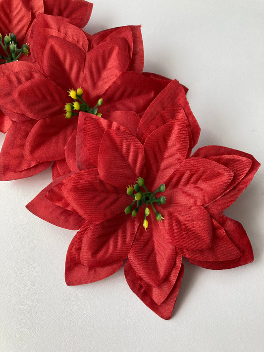 4pk Red Poinsettia Heads