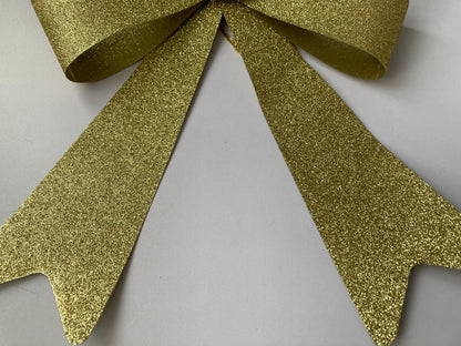 40cm Gold Glittered Decor Bow