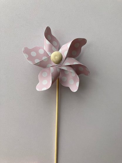 3pk Pink Polka Dot Windmill Picks