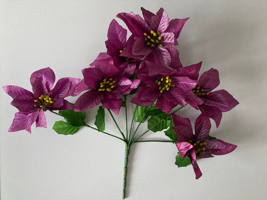 Purple Metallic Poinsettia Bunch