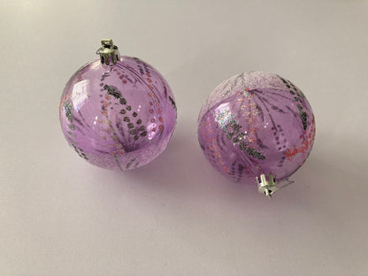 6pck Pink & Purple Christmas Baubles