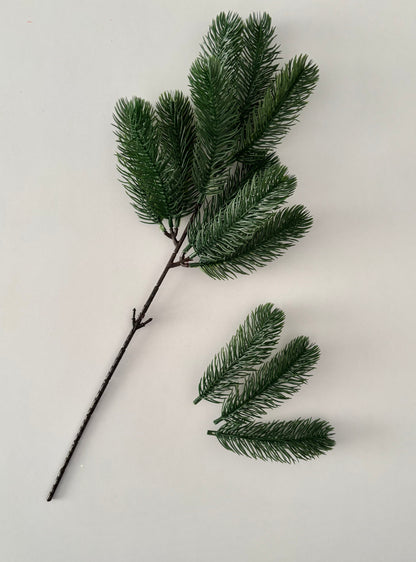 Dark Green Spruce Stem | Artificial Faux Foliage | 13 Piece Detachable Stem