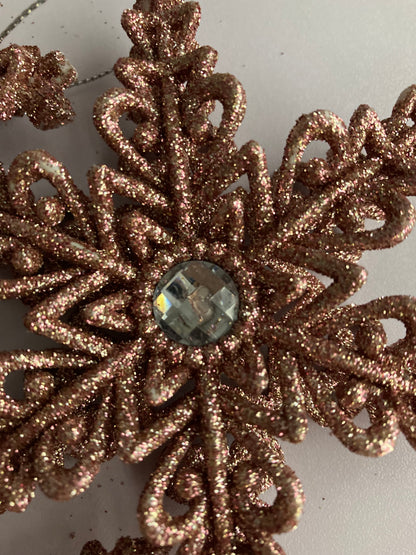 4pk Star Rose Gold Christmas Bauble Decor