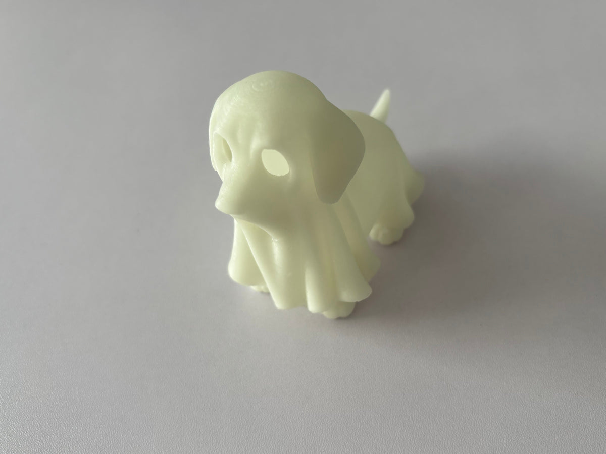 Glow in the Dark Ghost Dog | 3D Printed Halloween Decoration | Glows Blue