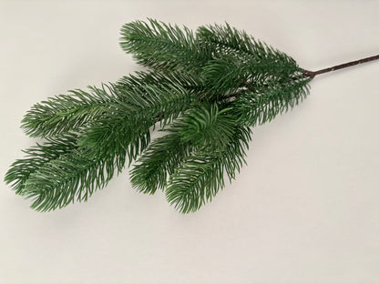 Dark Green Spruce Stem | Artificial Faux Foliage | 13 Piece Detachable Stem