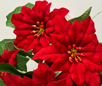 6 Red Poinsettia Soft Touch Bunch