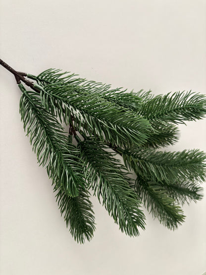 Dark Green Spruce Stem | Artificial Faux Foliage | 13 Piece Detachable Stem