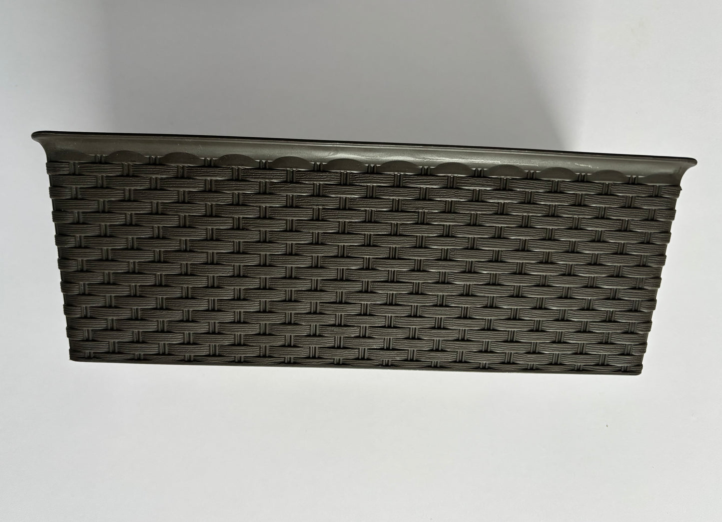 Dark Brown Plastic Woven Planter