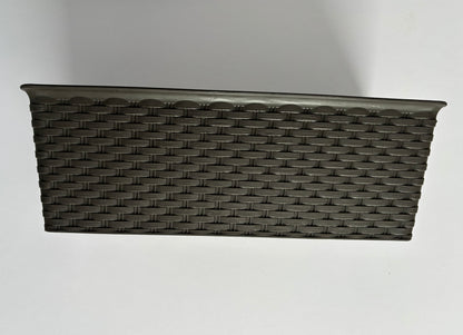 Dark Brown Plastic Woven Planter