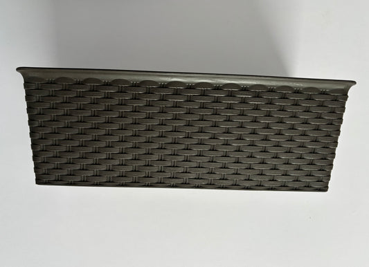 Dark Brown Plastic Woven Planter