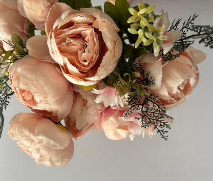 Large Peach Peony & Hydrangea Bunch