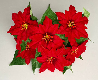 6 Red Poinsettia Soft Touch Bunch