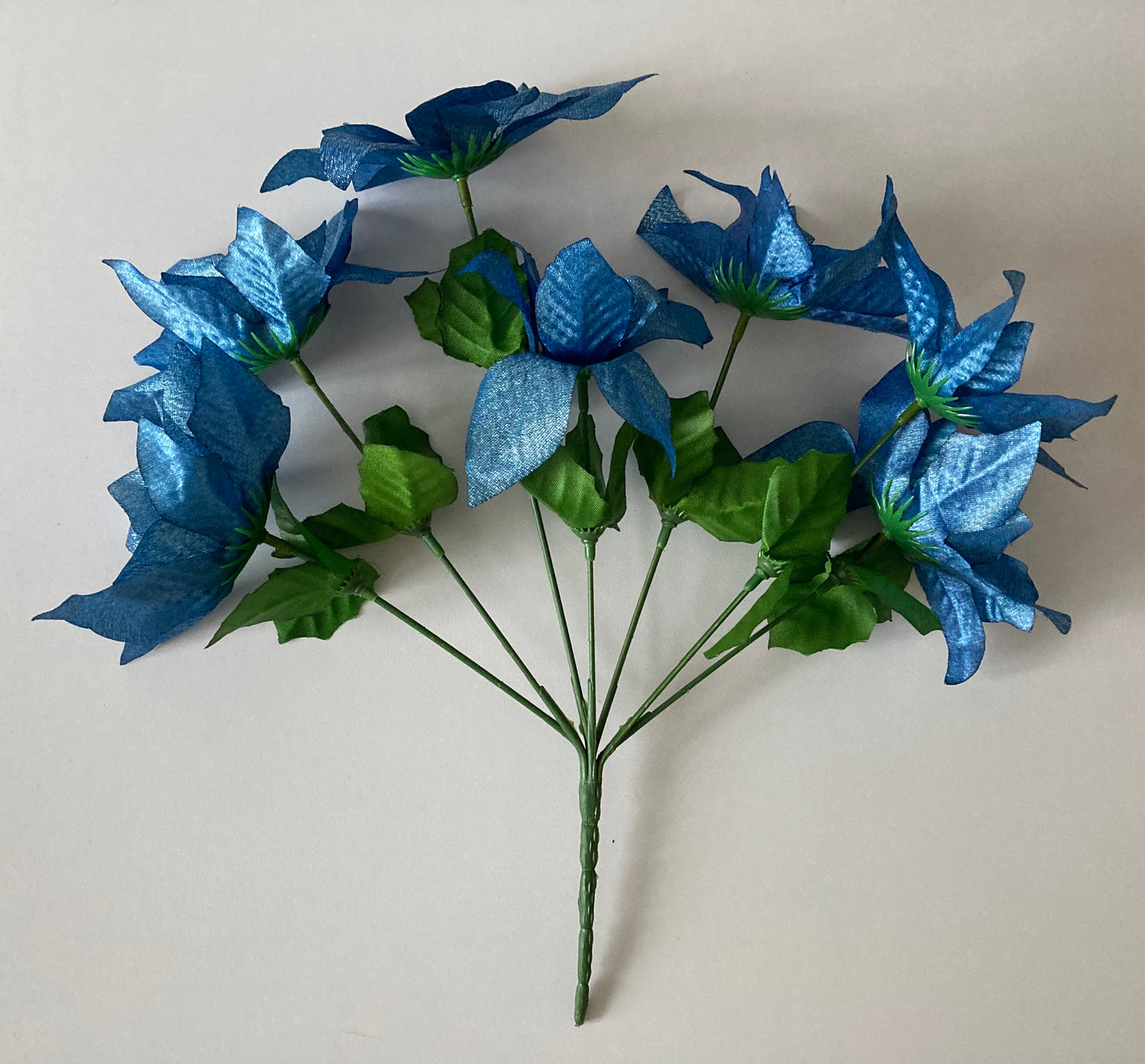 Blue Metallic Poinsettia Bunch