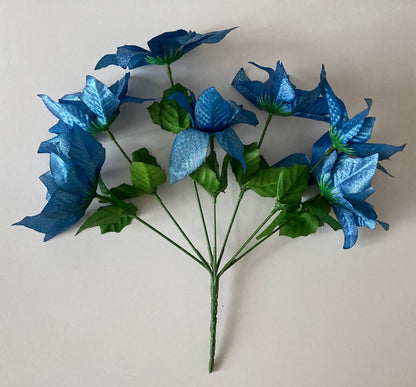 Blue Metallic Poinsettia Bunch